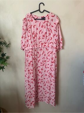 Nobody's Child Plus Pink Felicia Squiggle Print Dress Size 14 NWT